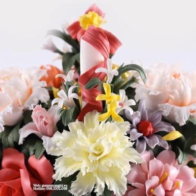 TƯỢNG GIỎ HOA SỨ THỦ CÔNG KÈM LỒNG KÍNH